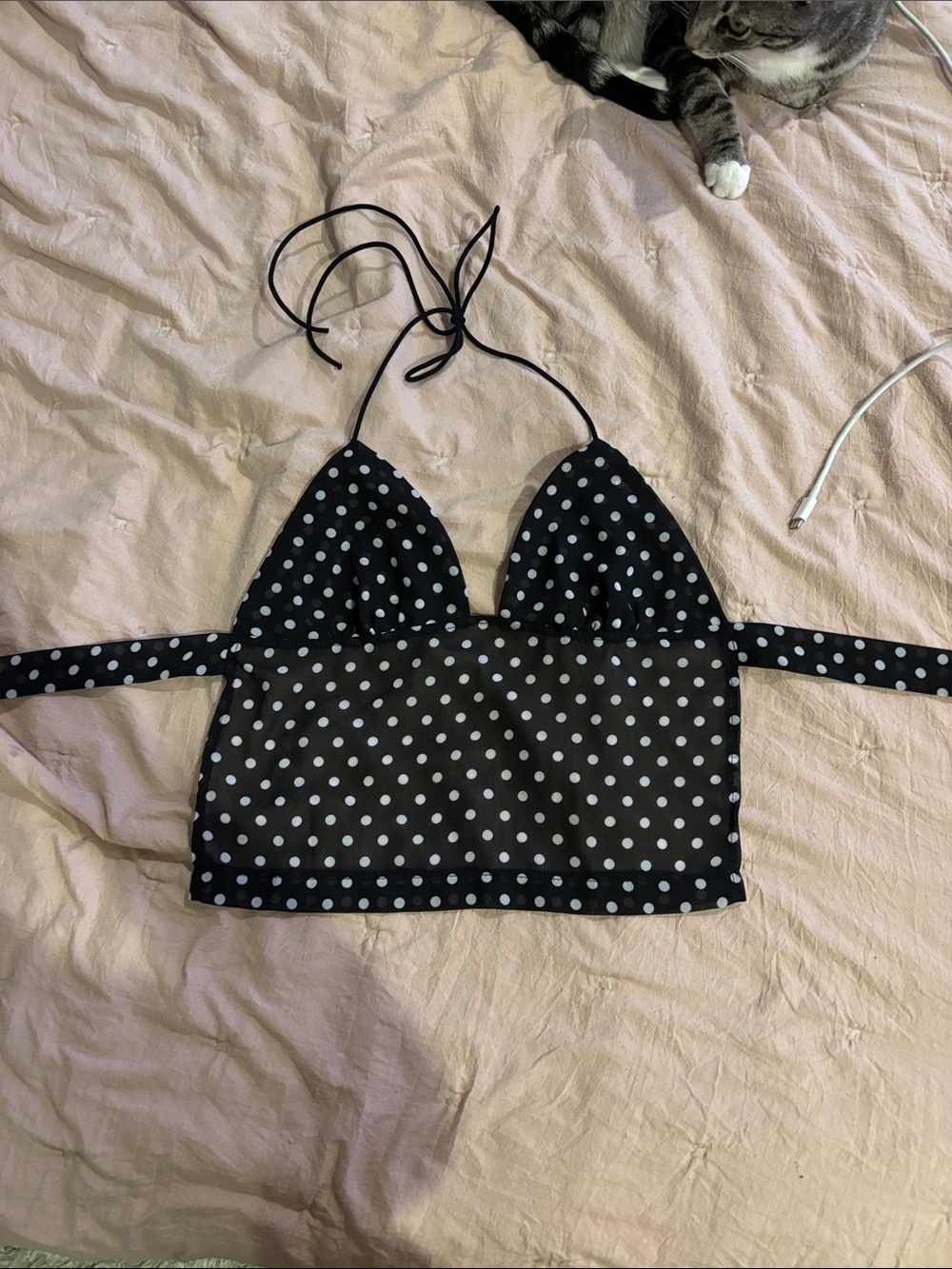 Amazon Polka Dot Halter Camisole - Black/White